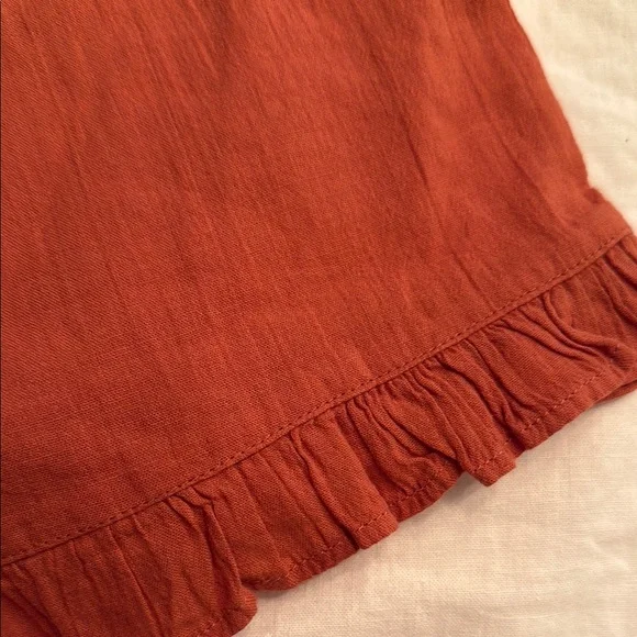 Rust Orange Romper with Ruffle Hem - Picture 3 of 4